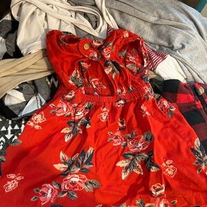 Floral Red Kids Dress